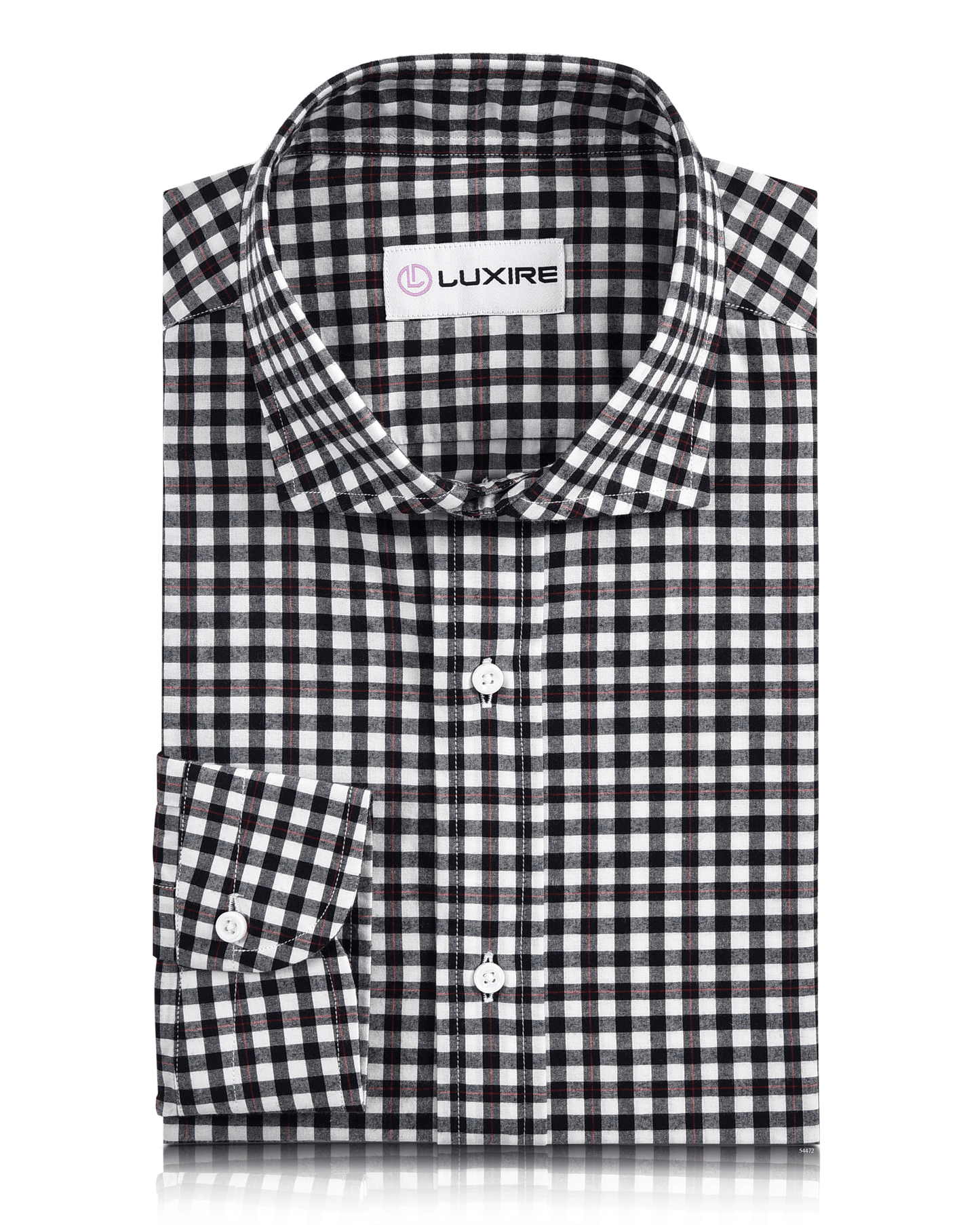 Red Pinstripes On Black Gingham Shirt