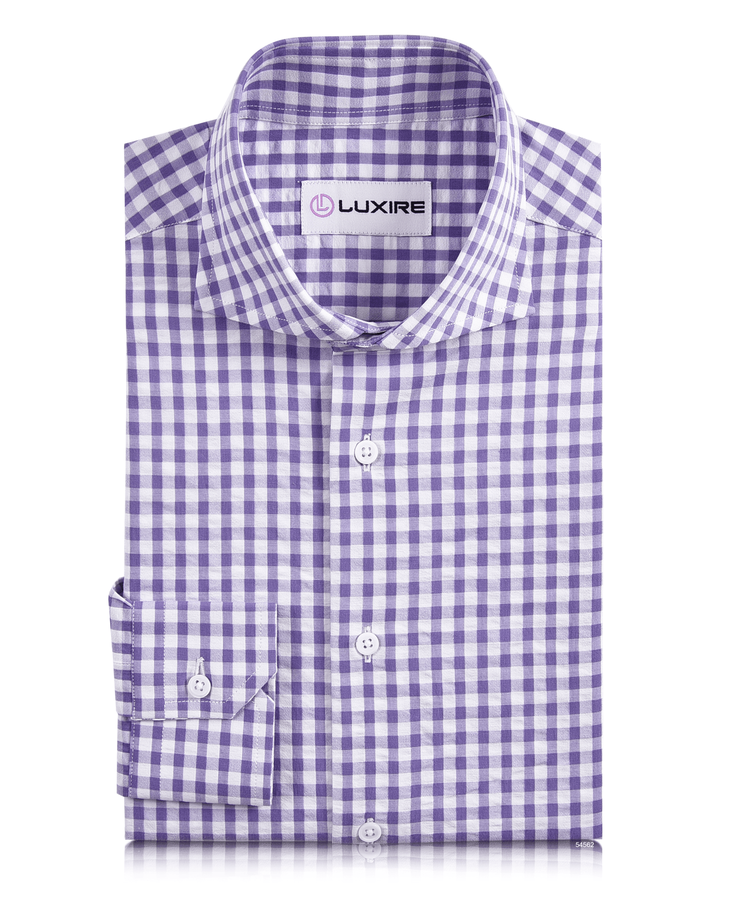 Purple White Gingham Checks Seersucker