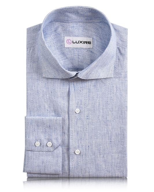Linen: Lustrous Blue White Chambray Shirt