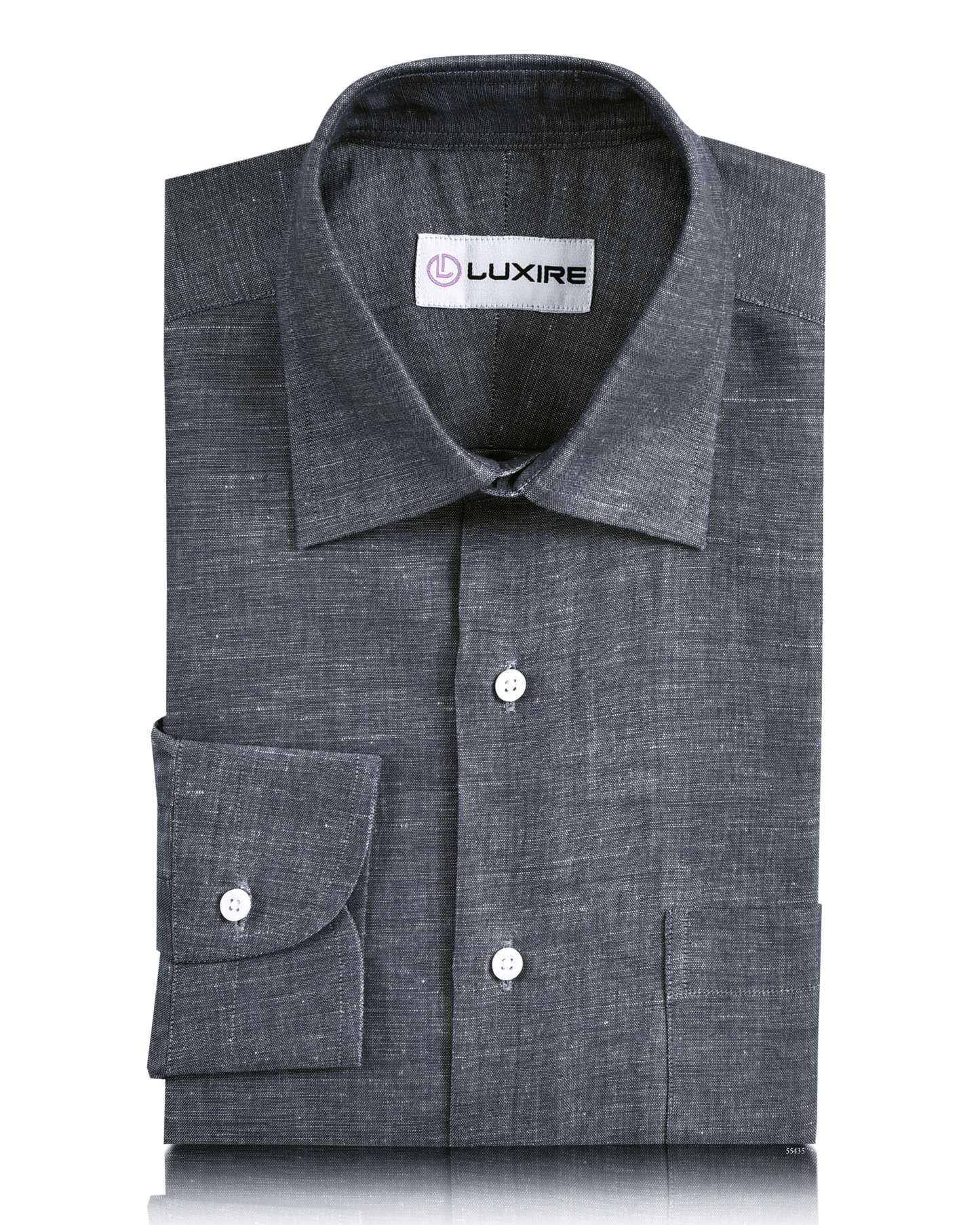 Cotton Linen: Greyish Navy Chambray Shirt