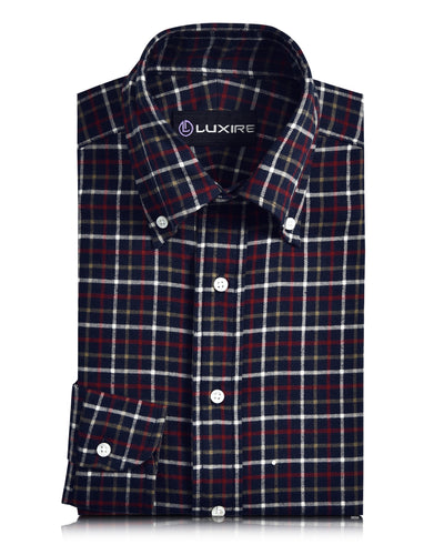 Marineblauer Tattersall-Flanell in Rotbronze