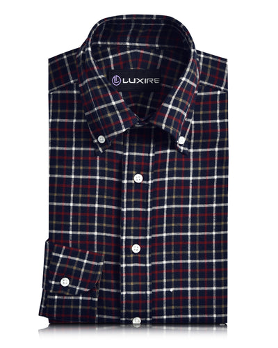 Chemise de travail en flanelle Tattersall rouge bronze marine