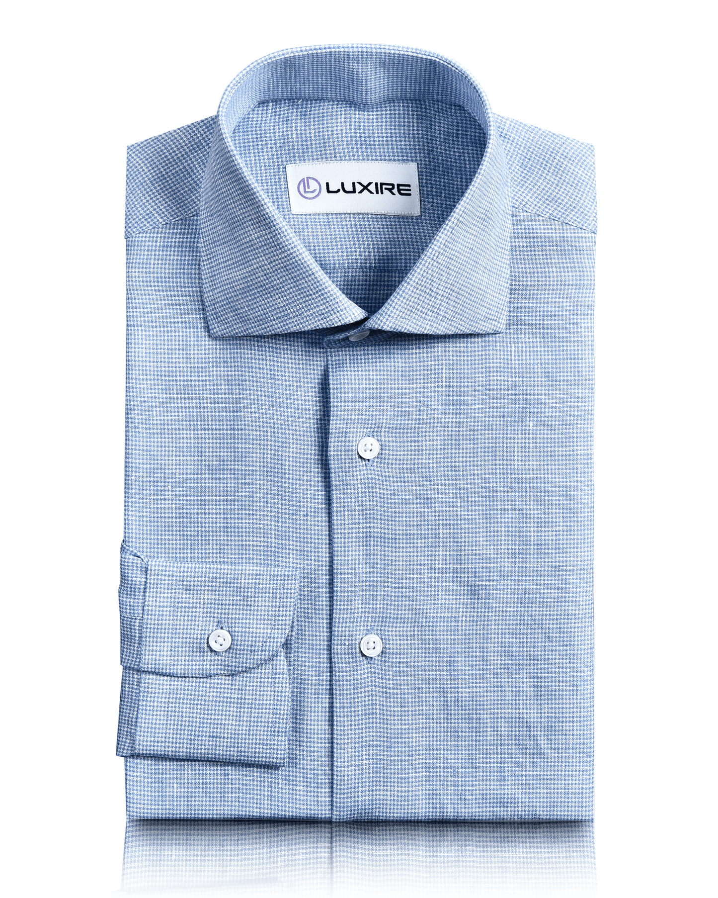 Blue Micro-Houndstooth Linen Shirt