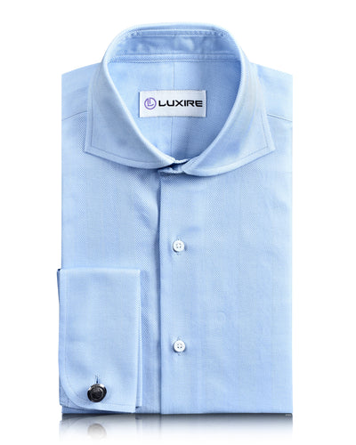 Zegna Hellblaues Kleid mit Fischgrätenmuster