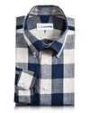 Dunkelblaue, cremefarbene, große Gingham-Karos