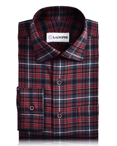 Chemise de travail en flanelle Tattersall gris bordeaux