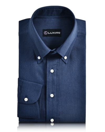 Chemise Oxford unie bleu marine