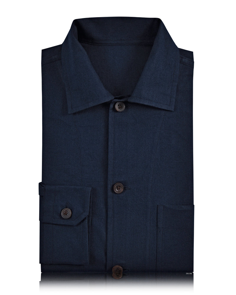 Fresco Cotton Ink Blue Shirt Jacket