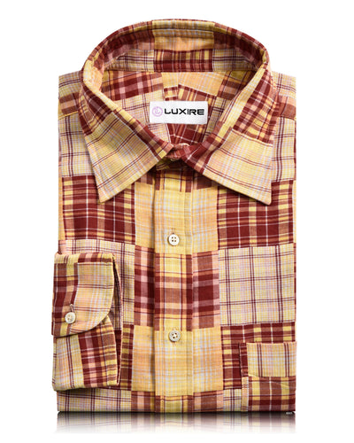 Été doux et lumineux : Écusson Madras rouge et jaune