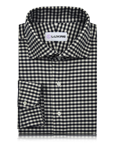 Dunkelblaues, ecrufarbenes Gingham-Hemd