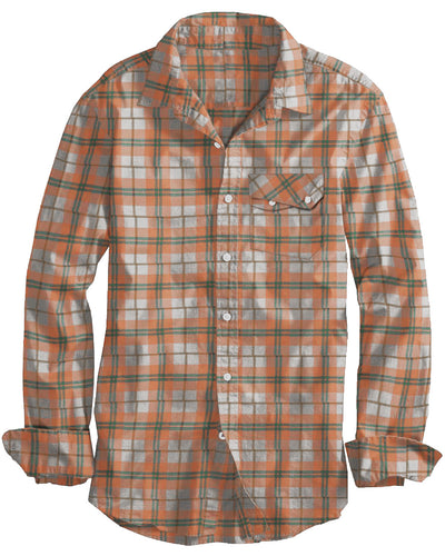 Twill mit Madras-Karos in Orange-Türkis-Creme