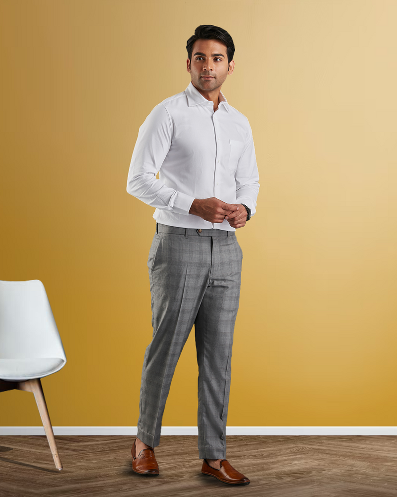 Brembana 2-lagiges Giza-Weiß-Hampton-Twill-Hemd