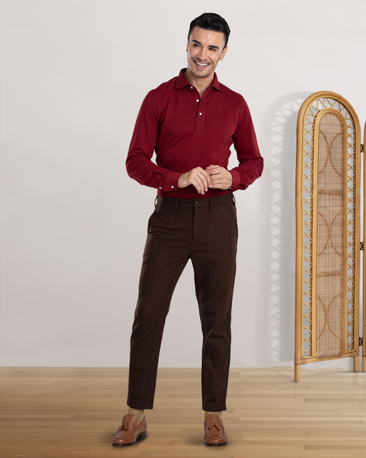 Brown Recycled Wool Chino