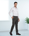 Pantalon habillé en flanelle de laine gris olive Dugdale