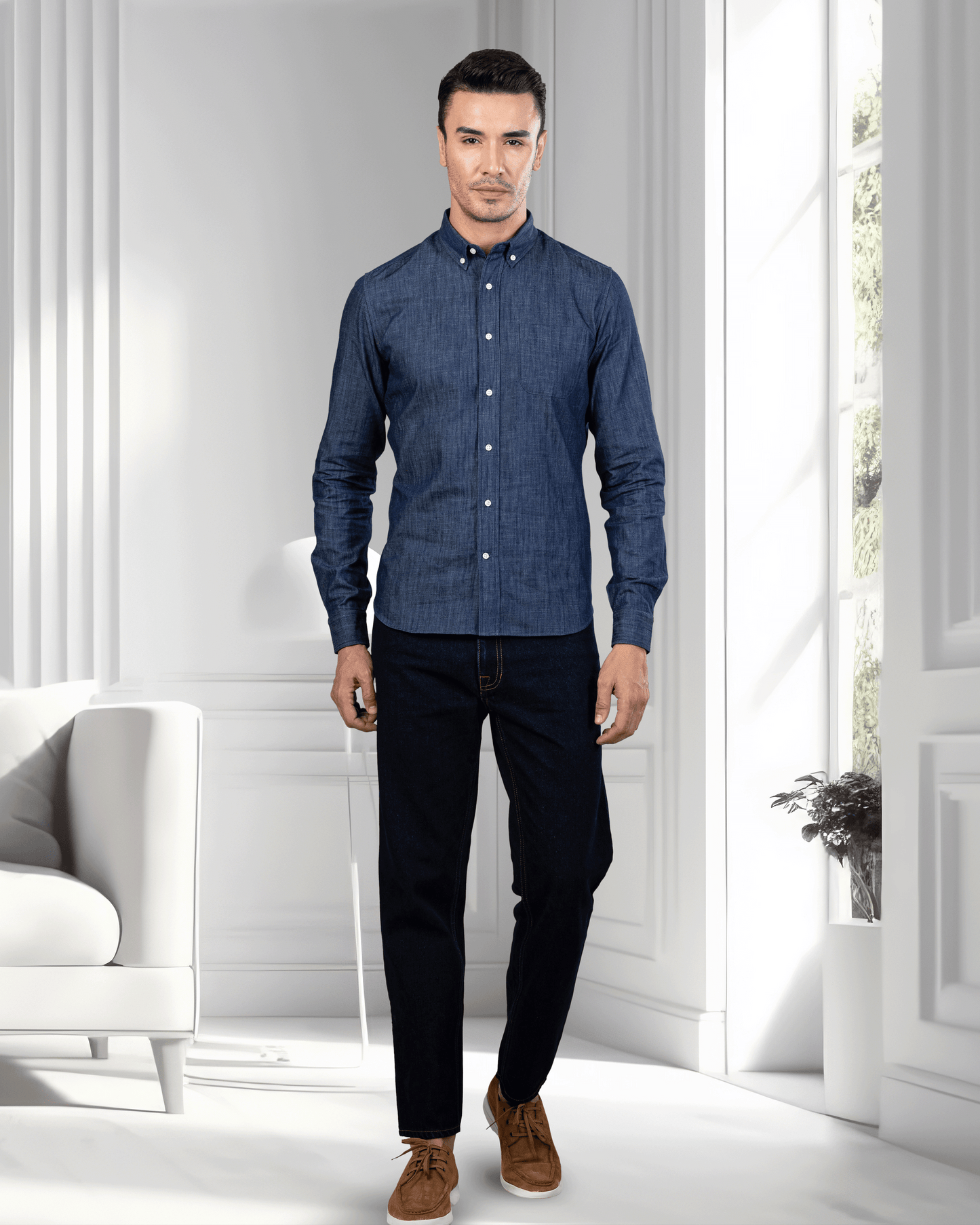 Fade-Waschungsjeans in dunklem Indigo