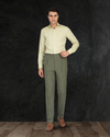 Toile de lin et coton : Pantalon olive