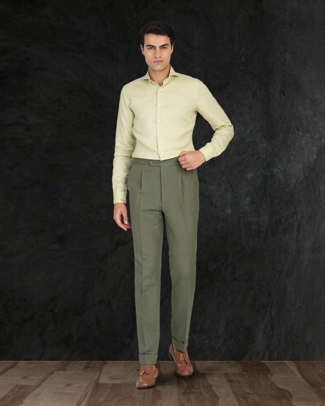 Linen Cotton Canvas: Olive Pant