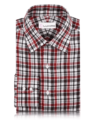 Rotes schwarzes weißes Madras-Leinen