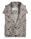 Camp Collar Hemd aus Leinen in Braun mit Paisley-Print