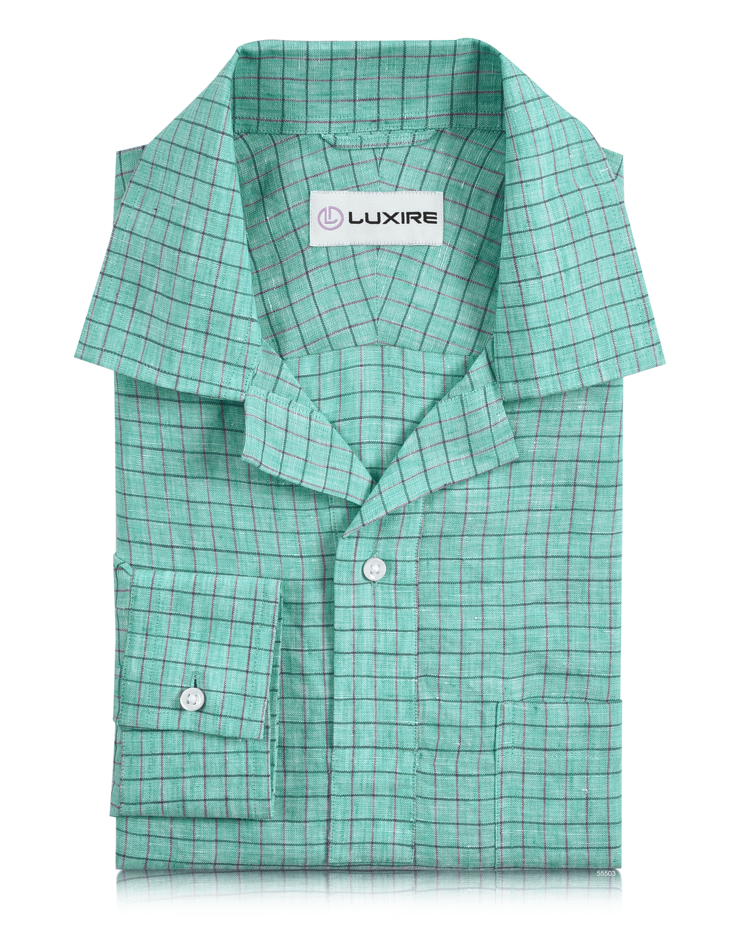 Linen: Persian Green With Pink Blue Pin Graph Checks