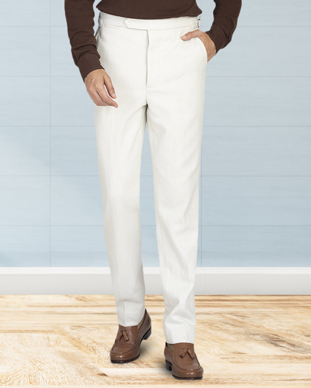 EZS Cream Wool Flannel Pant