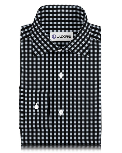 Monti Twill à carreaux vichy noir et blanc mi-long