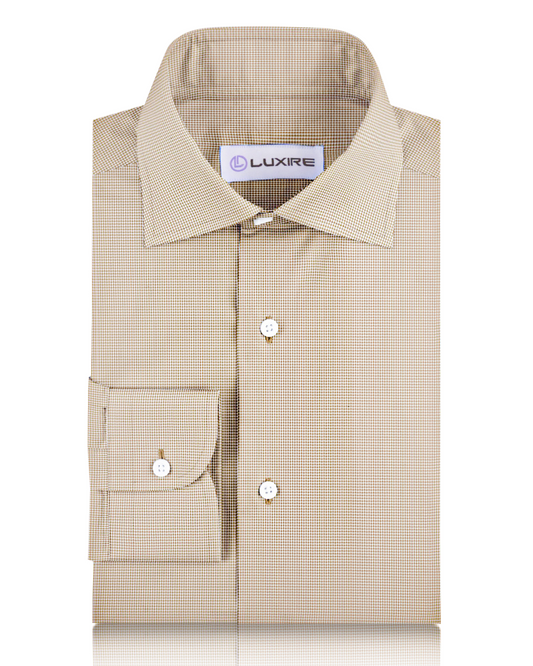Linen: Brown White Mini Houndstooth Shirt