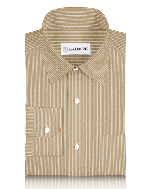 Cotton Linen: White Stripes On Ecru Shirt