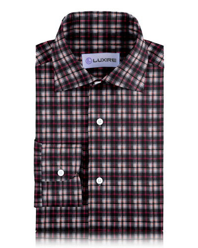 Chemise de travail en flanelle sergée Madras rose, noire et blanche