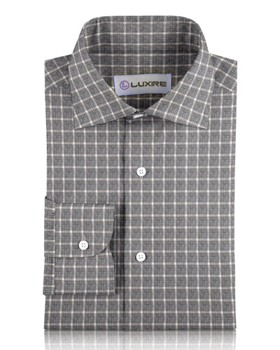 Chemise de travail en flanelle Tattersall grise et blanche