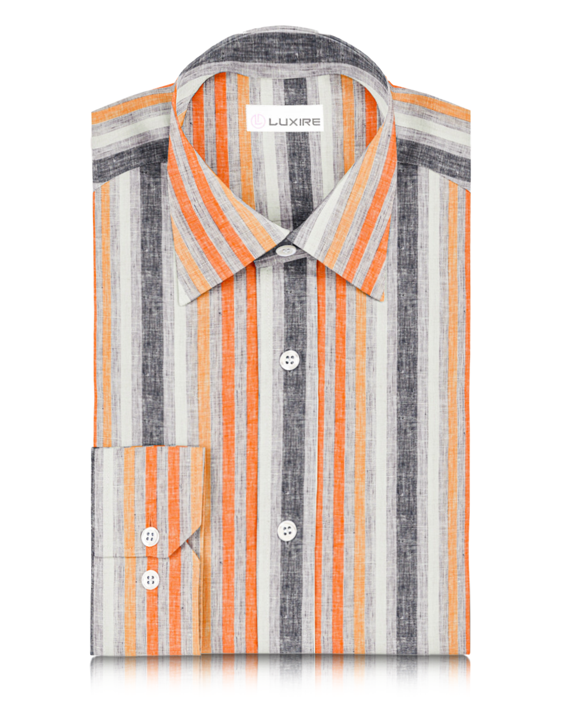 Linen: Orange Red White Grey Tape Stripes Madras