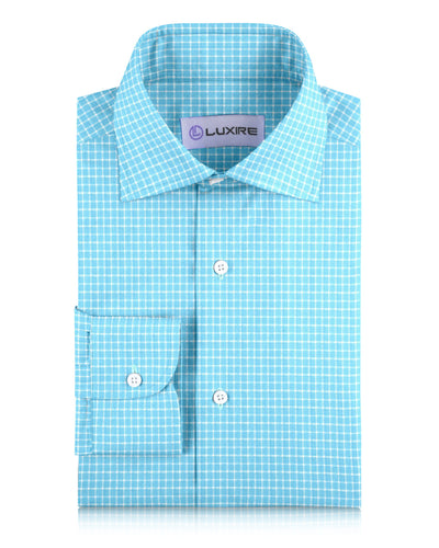 Leinen: Teal Blue Graph Checks