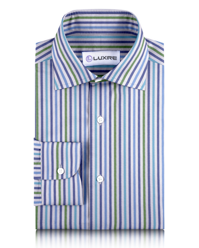 Coton bleu-vert sur seersucker blanc