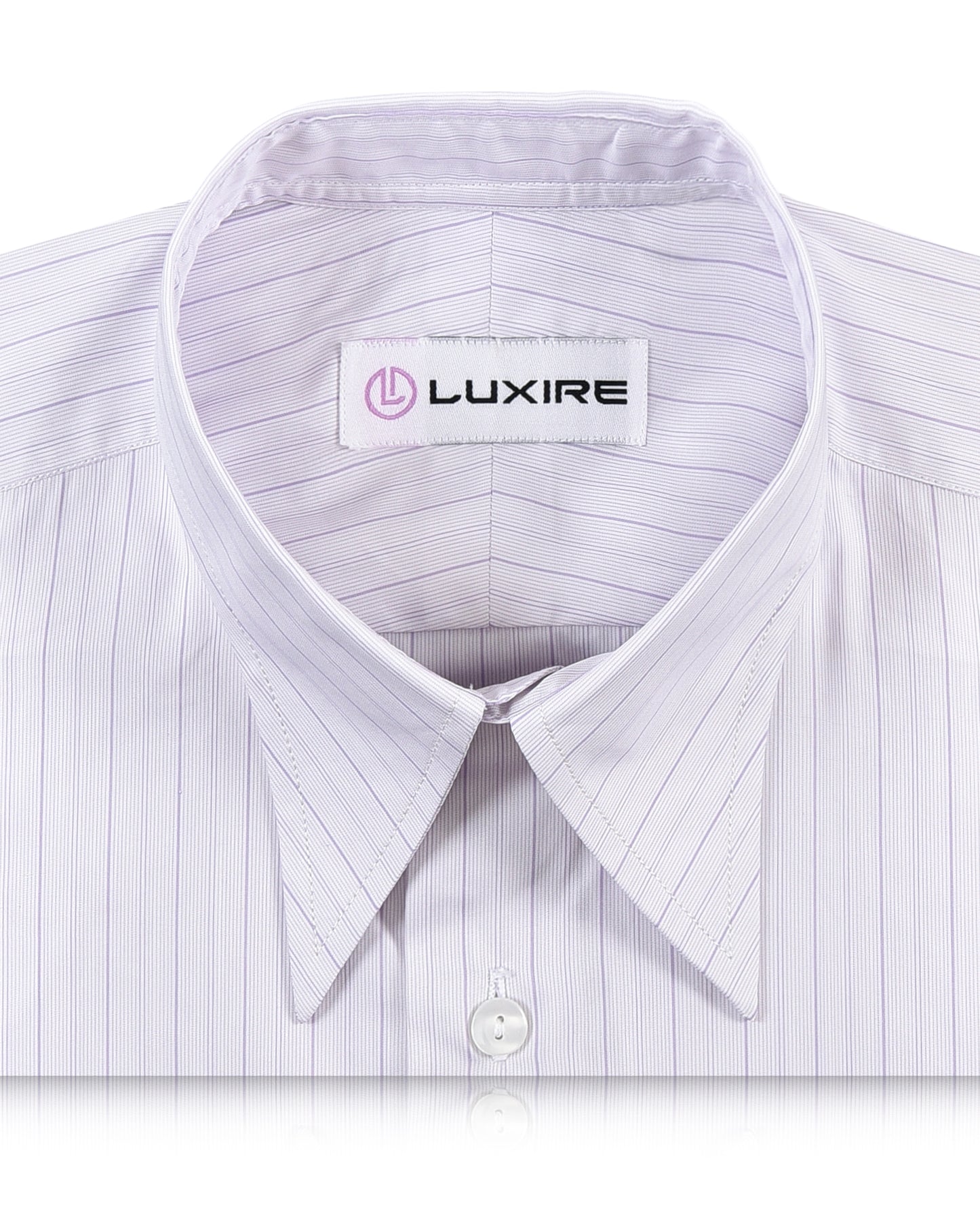 A Touch of Silk:Purple Pin Stripes on White: Natural Wrinkle Free