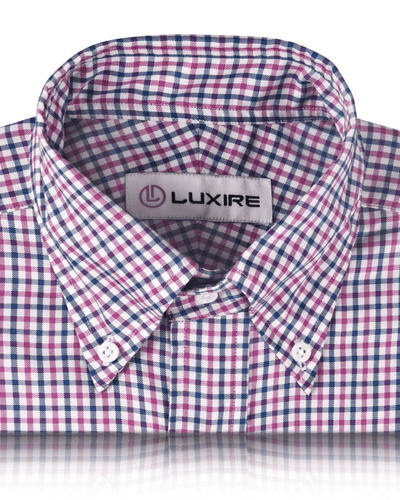 Pinpoint-Oxford-Blau-Rosa-Tartan-Karos