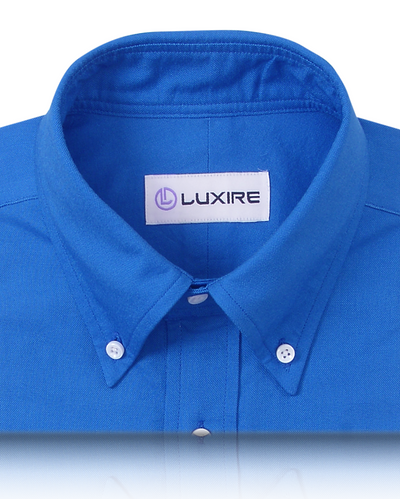 Chemise Oxford bleu royal à pois