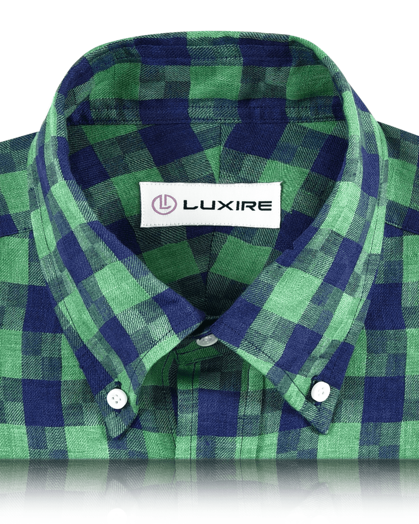 Linen: Indigo Blue Green Madras Gingham