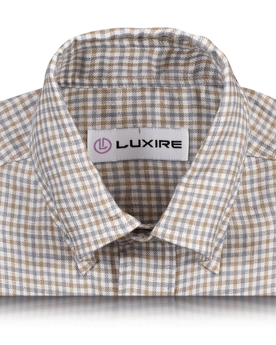 Leinen: Bronze Silber Mini Checks