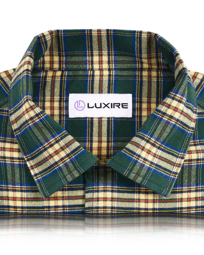 Grün Gelb Blau Kariertes Flanellhemd