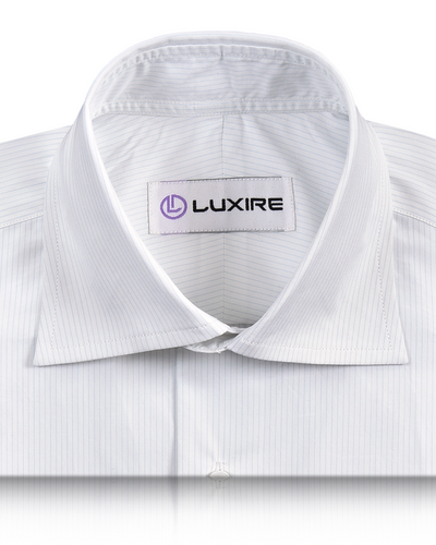 Brembana Weißes himmelblaues Nadelstreifenhemd