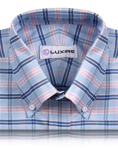 Blau-rosa Oxford Tattersall