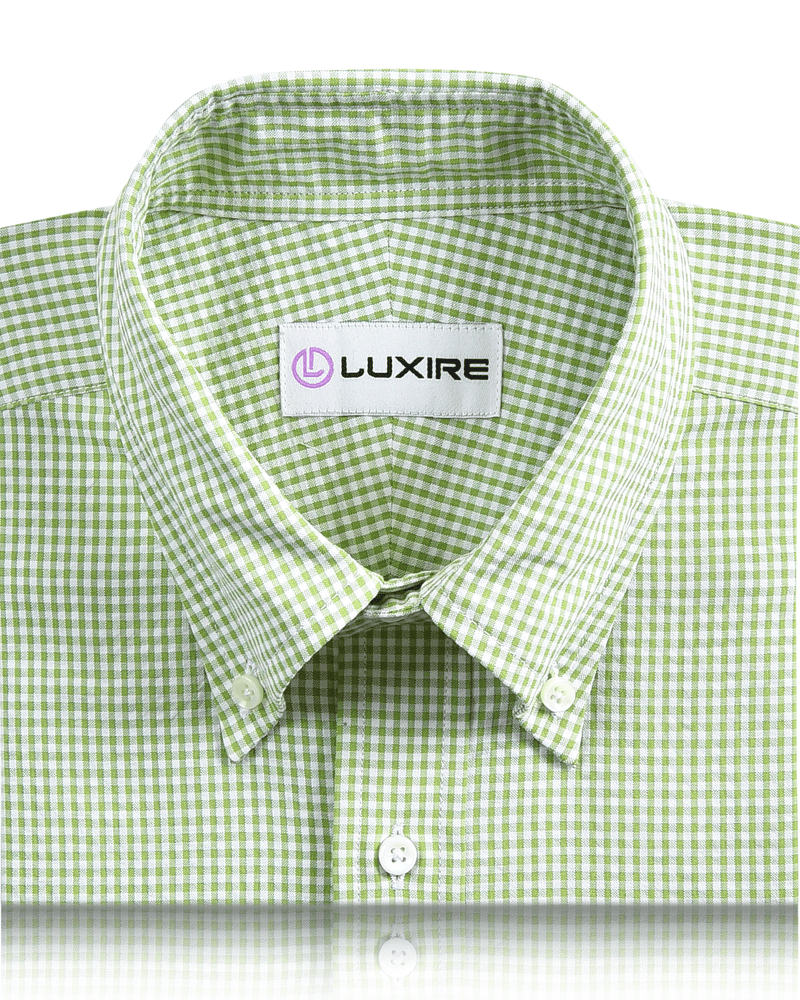 Chemise verte à carreaux vichy en seersucker à petits carreaux