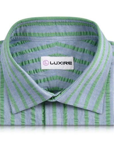 Baumwolle Blau Grün Seersucker