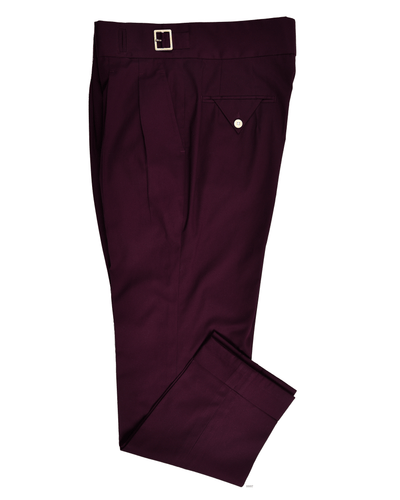 Gurkha-Hose aus mattem Fresco-Twill in Weinrot