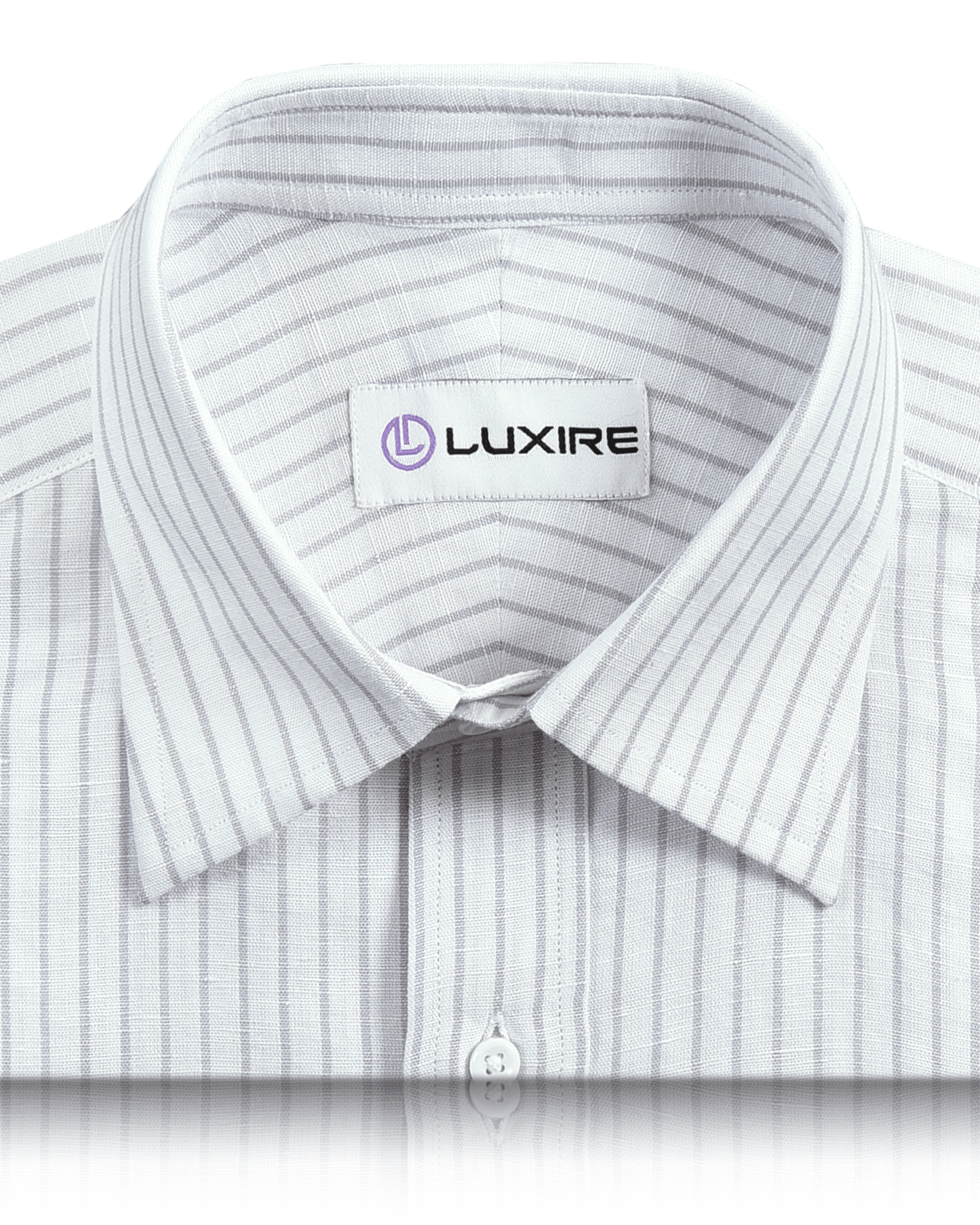 Cotton Linen: Grey Candy Stripes On White Shirt