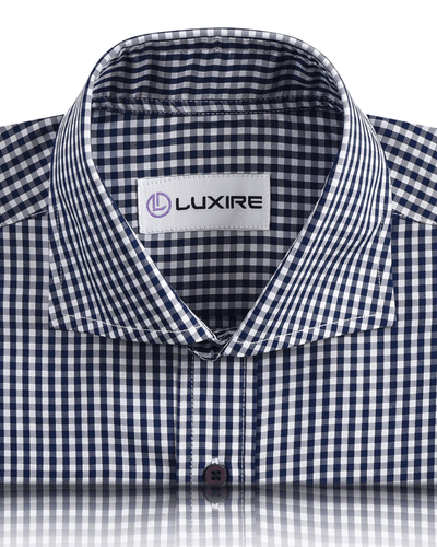 Chemise à carreaux vichy bleu marine et blancs