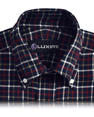 Marineblauer Tattersall-Flanell in Rotbronze