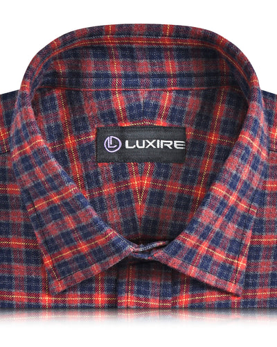 Chemise de travail Tattersall rouge, marine et grise