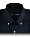 Chemise Tattersall Blackwatch vert foncé sur bleu