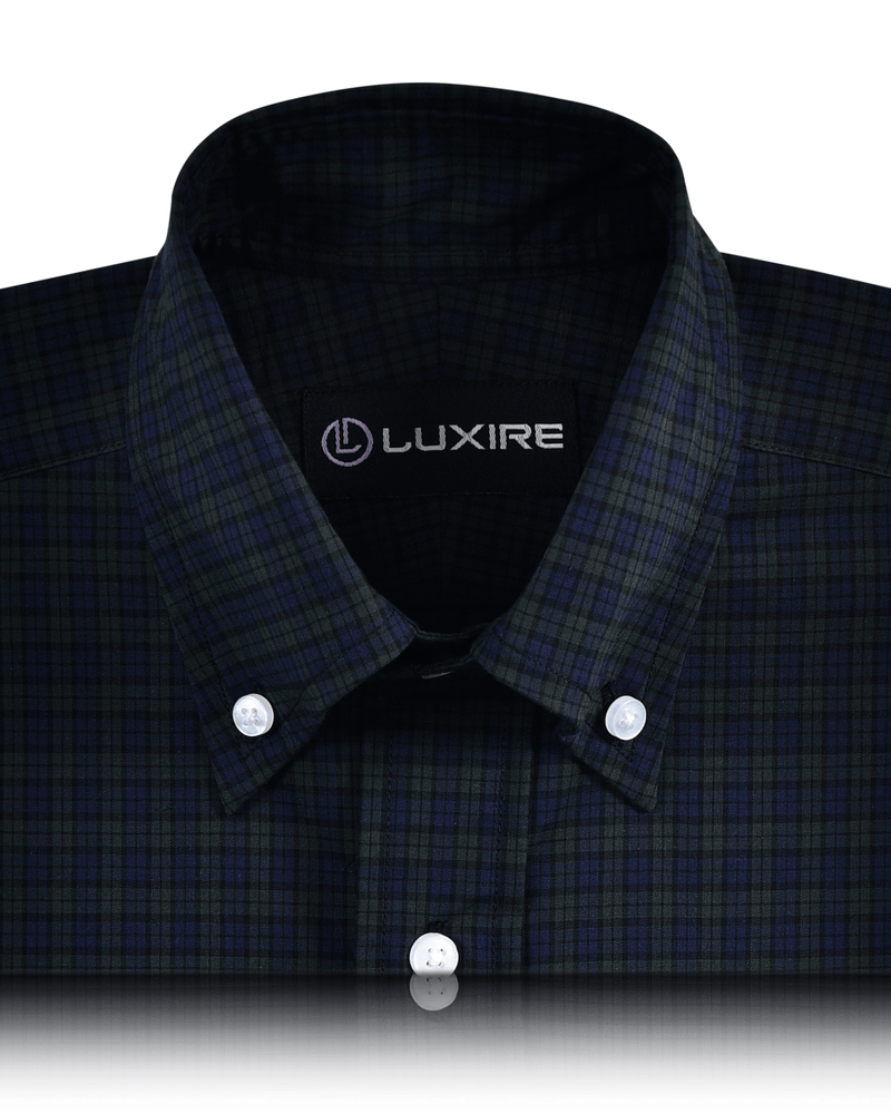 Chemise Tattersall Blackwatch vert foncé sur bleu